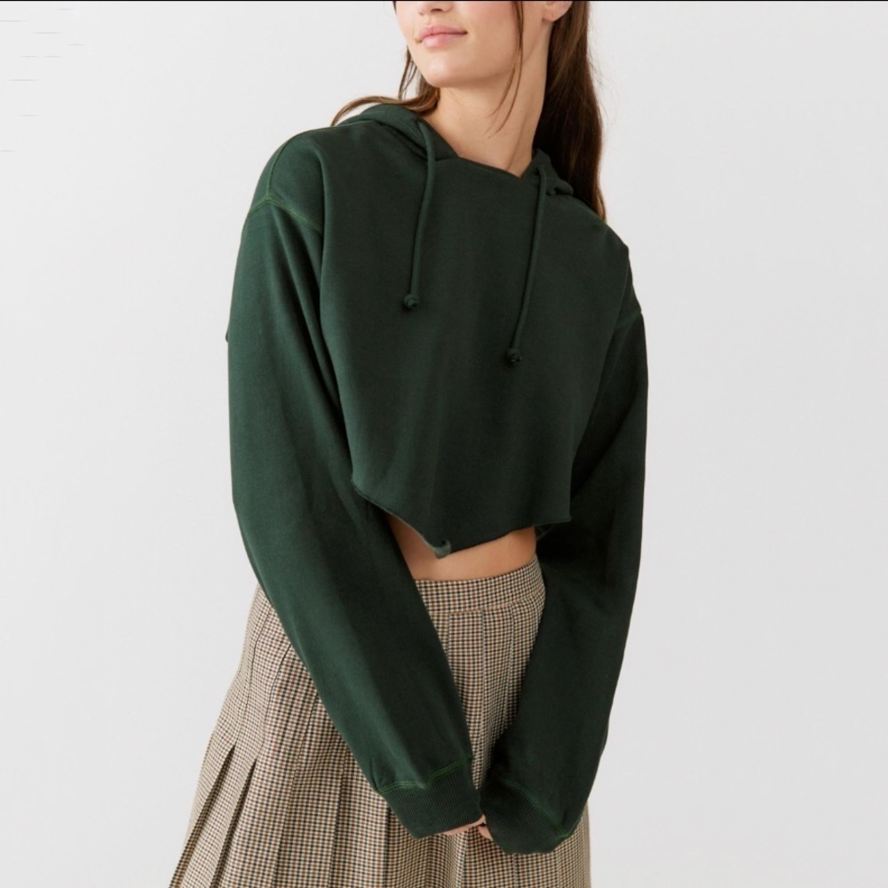 NWT Urban Outfitters BDG Tide Cropped Fleece Lined Hoodie in Green
